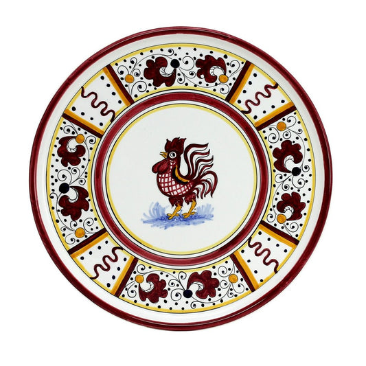 ORVIETO RED ROOSTER: Deruta Pizza Plate - Cake or Cheese Platter.