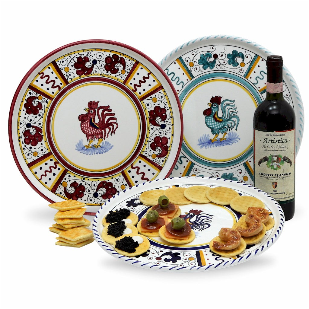 ORVIETO BLUE ROOSTER: Deruta Pizza Plate - Cake or Cheese Platter