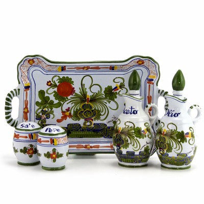 FAENZA-CARNATION: Oil and Vinegar Salt and Pepper menage [R]