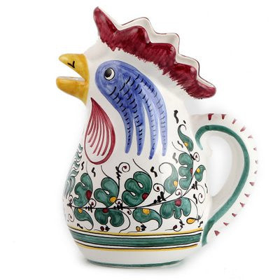 ORVIETO GREEN ROOSTER: Rooster of Fortune pitcher (1 Liter 34 Oz 1 Qt)