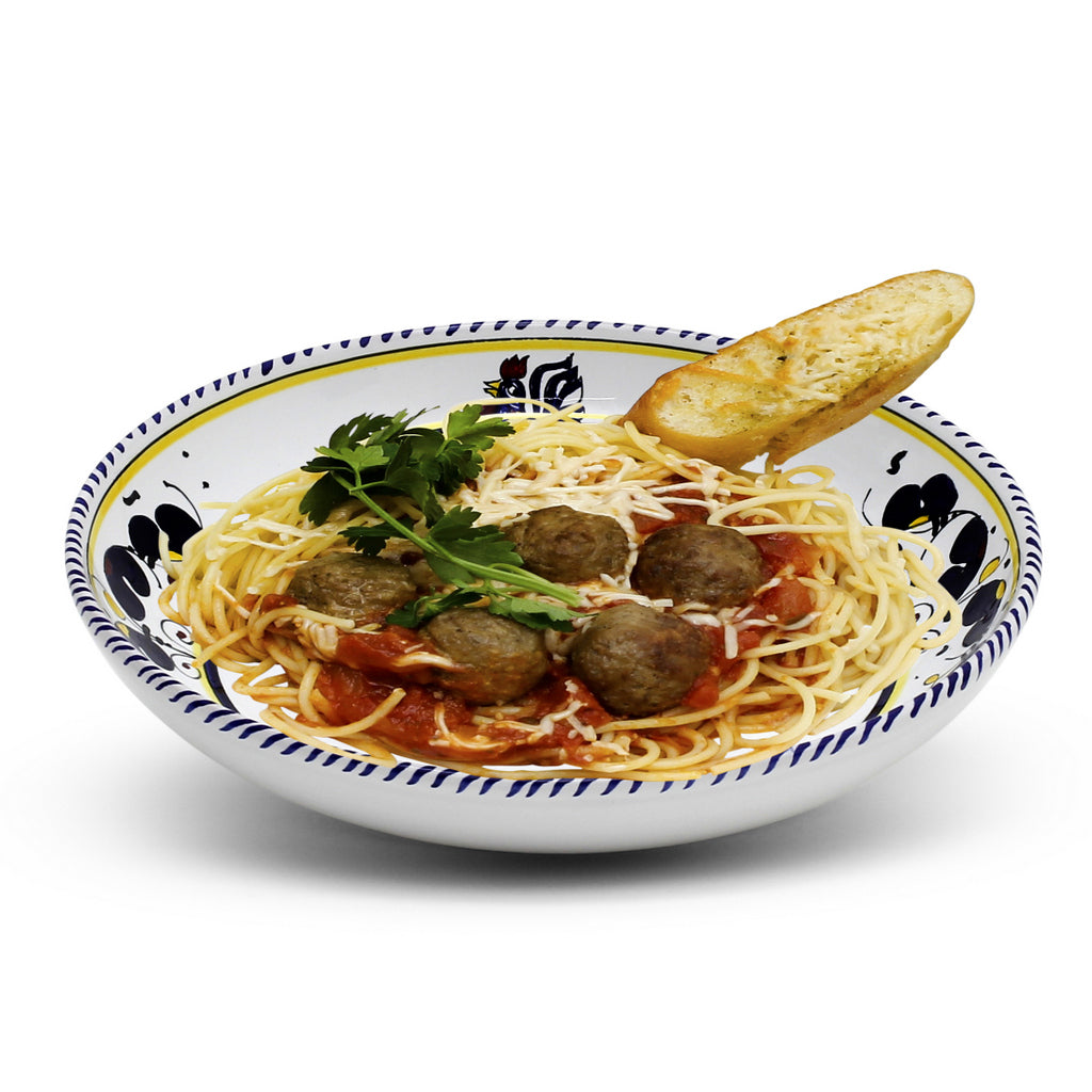 ORVIETO BLUE ROOSTER: Risotto/Pasta/Cioppino round shallow coupe bowl