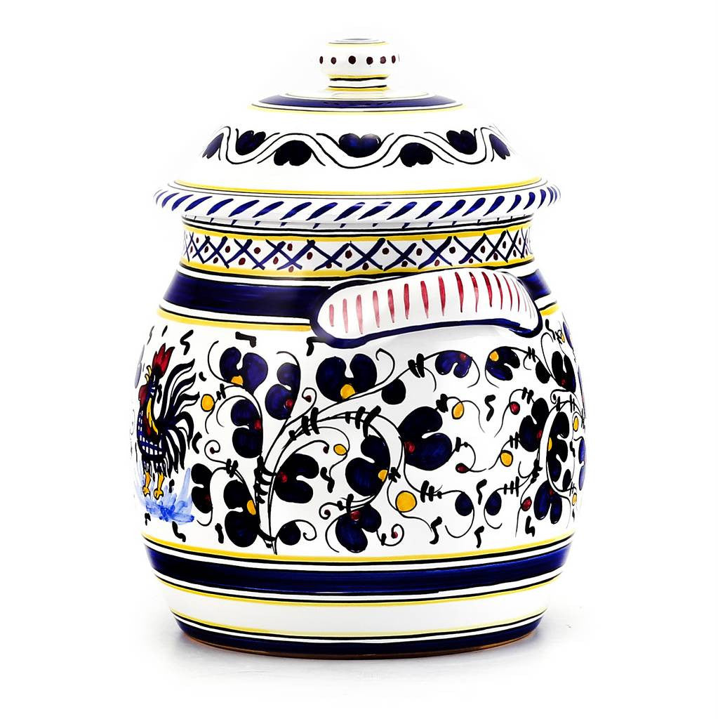 ORVIETO BLUE ROOSTER: Traditional Biscotti Jar