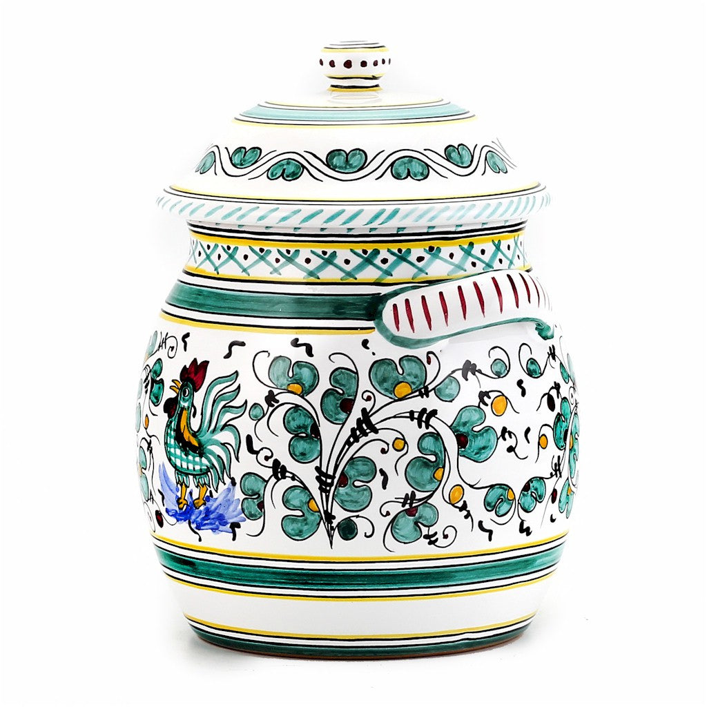 ORVIETO GREEN ROOSTER: Traditional Biscotti Jar