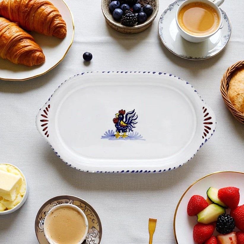 ORVIETO BLUE ROOSTER: Oval/Oblong Small Tray