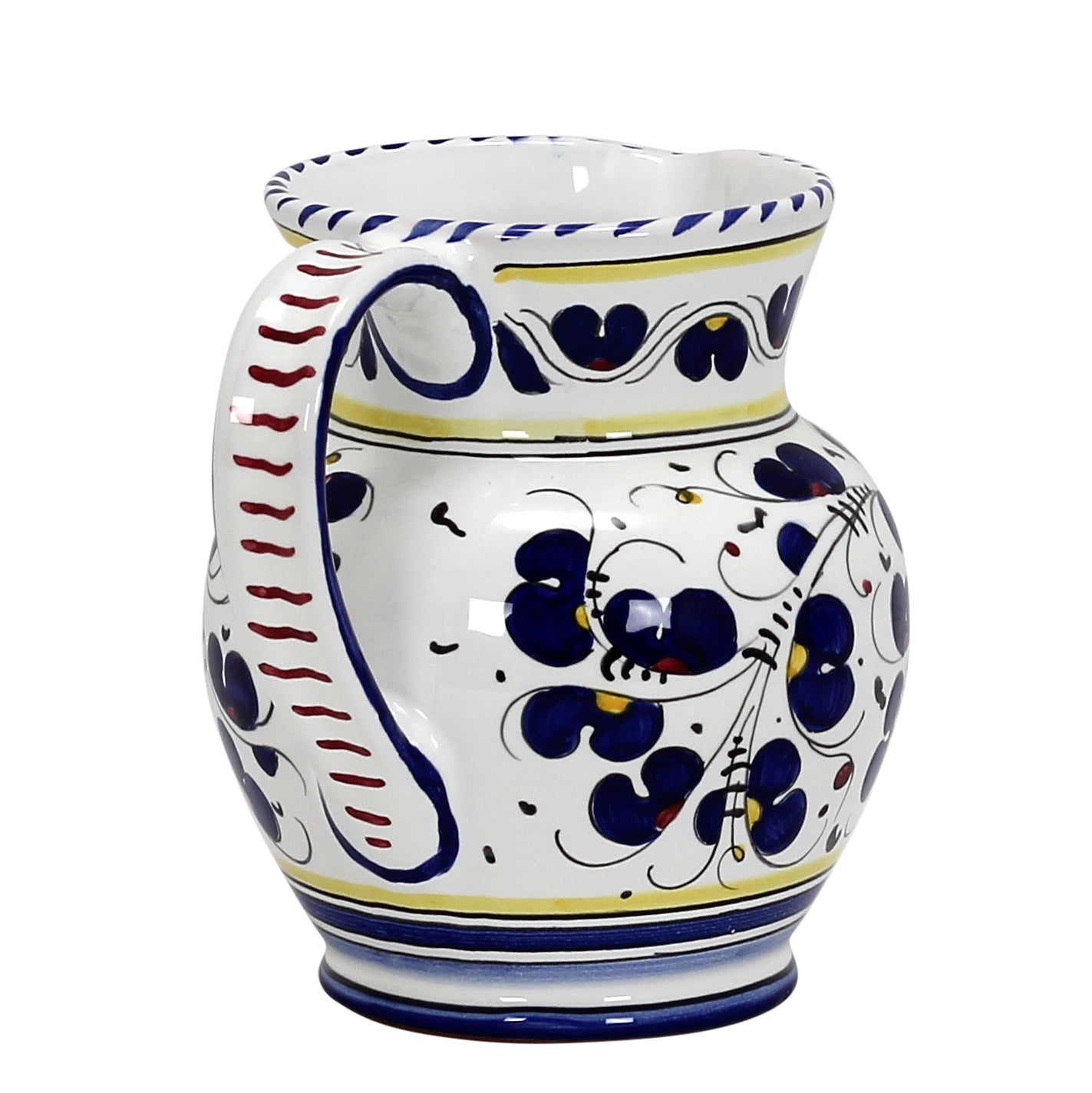 ORVIETO BLUE ROOSTER: Traditional Deruta Pitcher (1 Liter - 34 OZ. - 4 Cups)