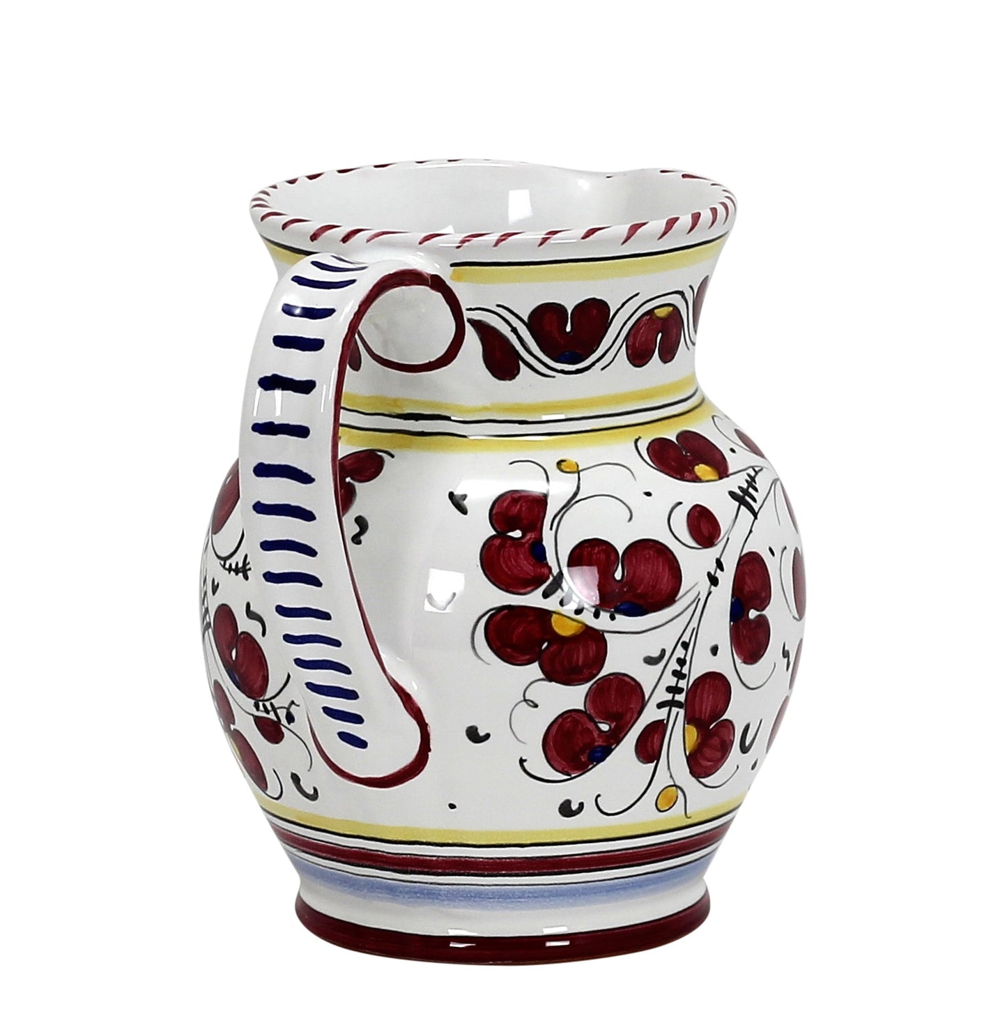 ORVIETO RED ROOSTER: Traditional Deruta Pitcher (1 Liter - 34 OZ. - 4 Cups)