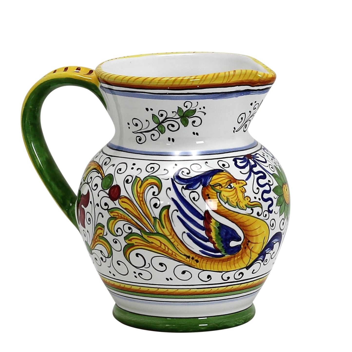 RAFFAELLESCO DELUXE: Traditional Deruta Pitcher (1 Liter - 34 OZ. - 4 Cups)