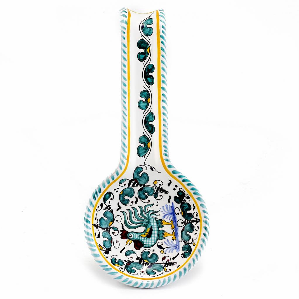 ORVIETO GREEN ROOSTER: Spoon Rest Deluxe