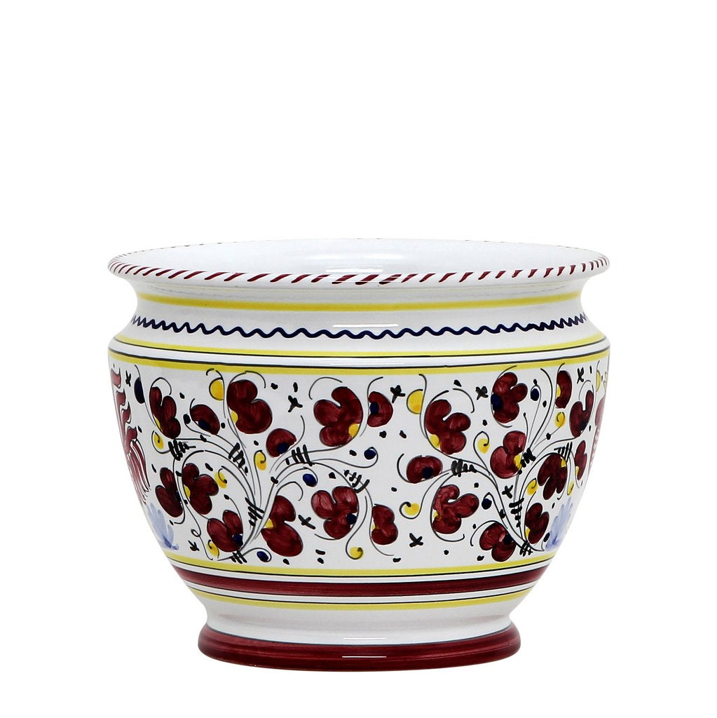 ORVIETO RED ROOSTER: Luxury Cachepot Planter Small