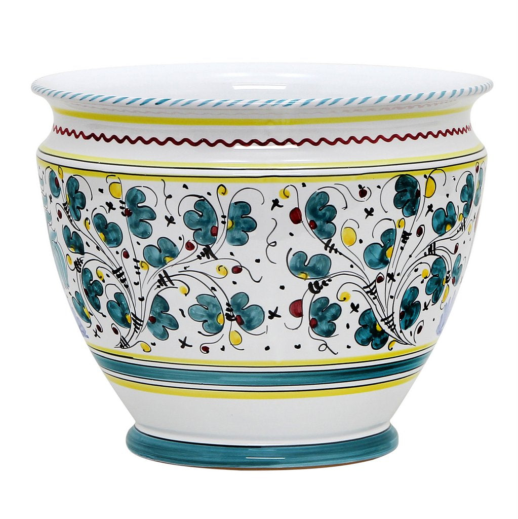 ORVIETO GREEN ROOSTER: Luxury Cachepot Planter Large