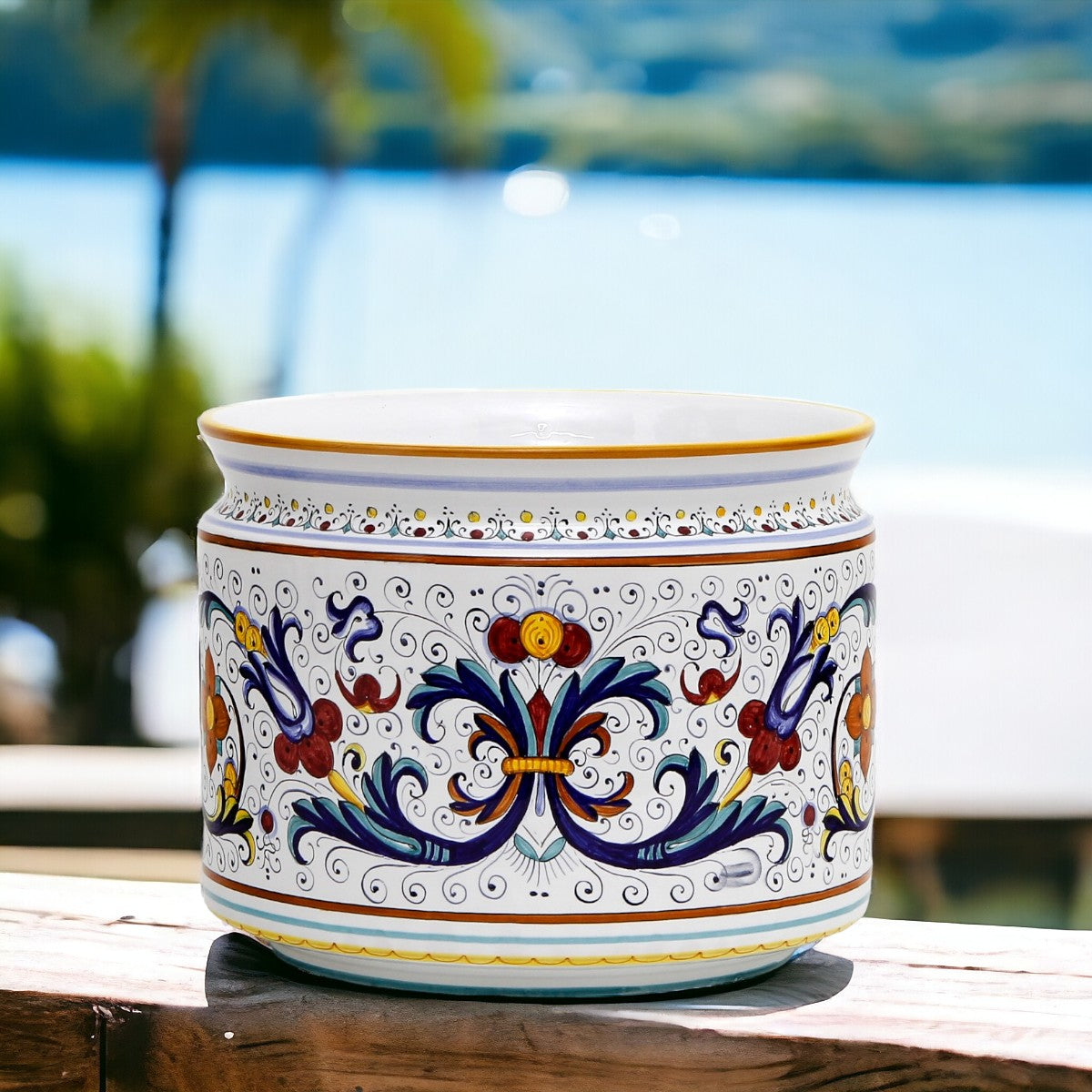 RICCO DERUTA DELUXE: Cylindrical Cover Pot Ricco Deruta Design - Cachepot Planter (Large)