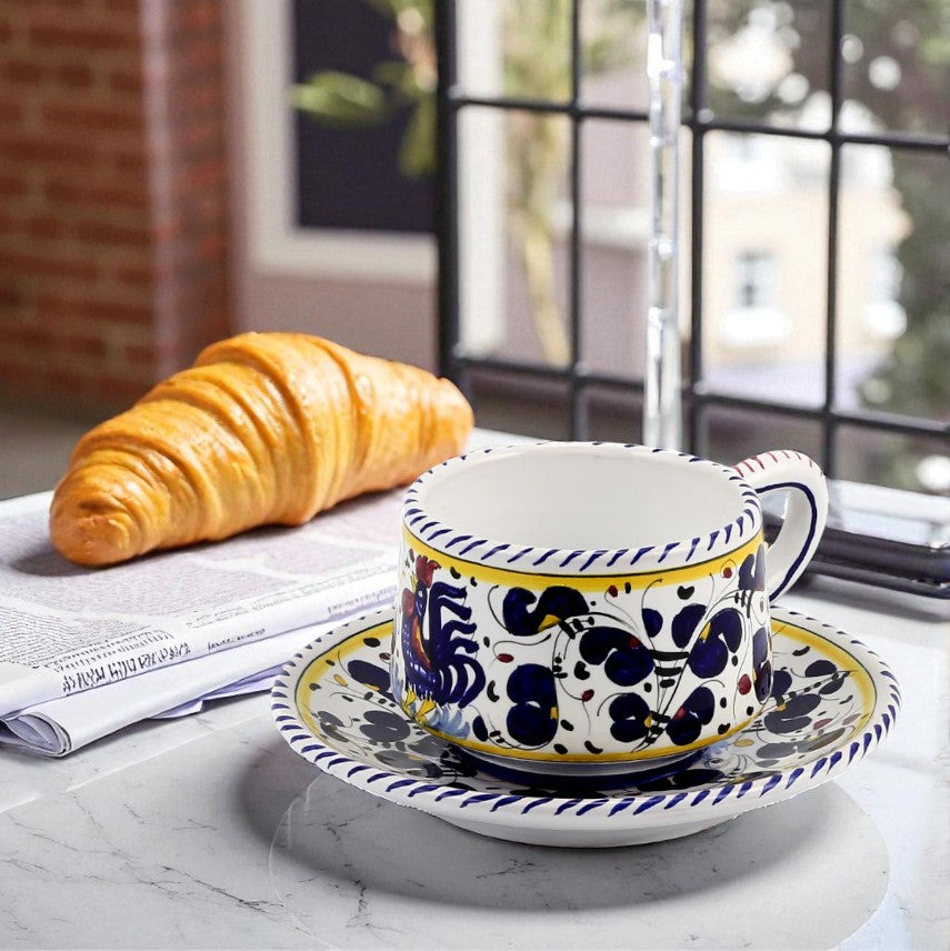 ORVIETO BLUE ROOSTER: Cup and Saucer