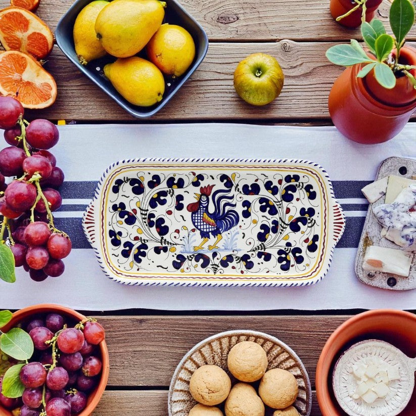 ORVIETO BLUE ROOSTER: Rectangular Tray