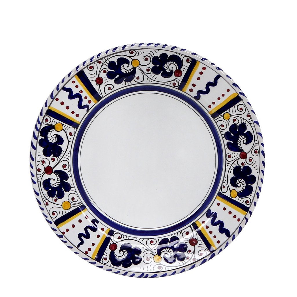 ORVIETO BLUE ROOSTER: Pasta/Soup Rimmed Bowl Plate - White Center