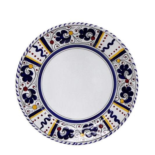 ORVIETO BLUE ROOSTER: Pasta/Soup Rimmed Bowl Plate - White Center