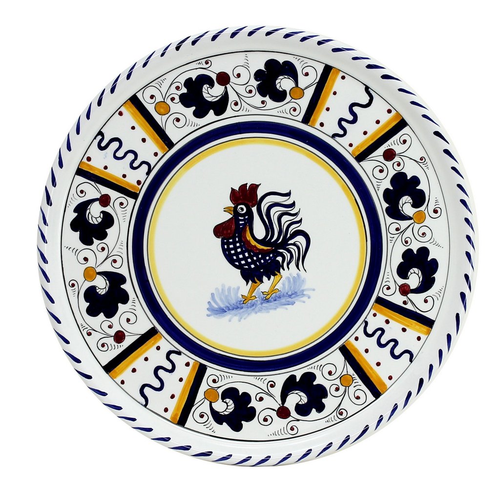 ORVIETO BLUE ROOSTER: Deruta Pizza Plate - Cake or Cheese Platter