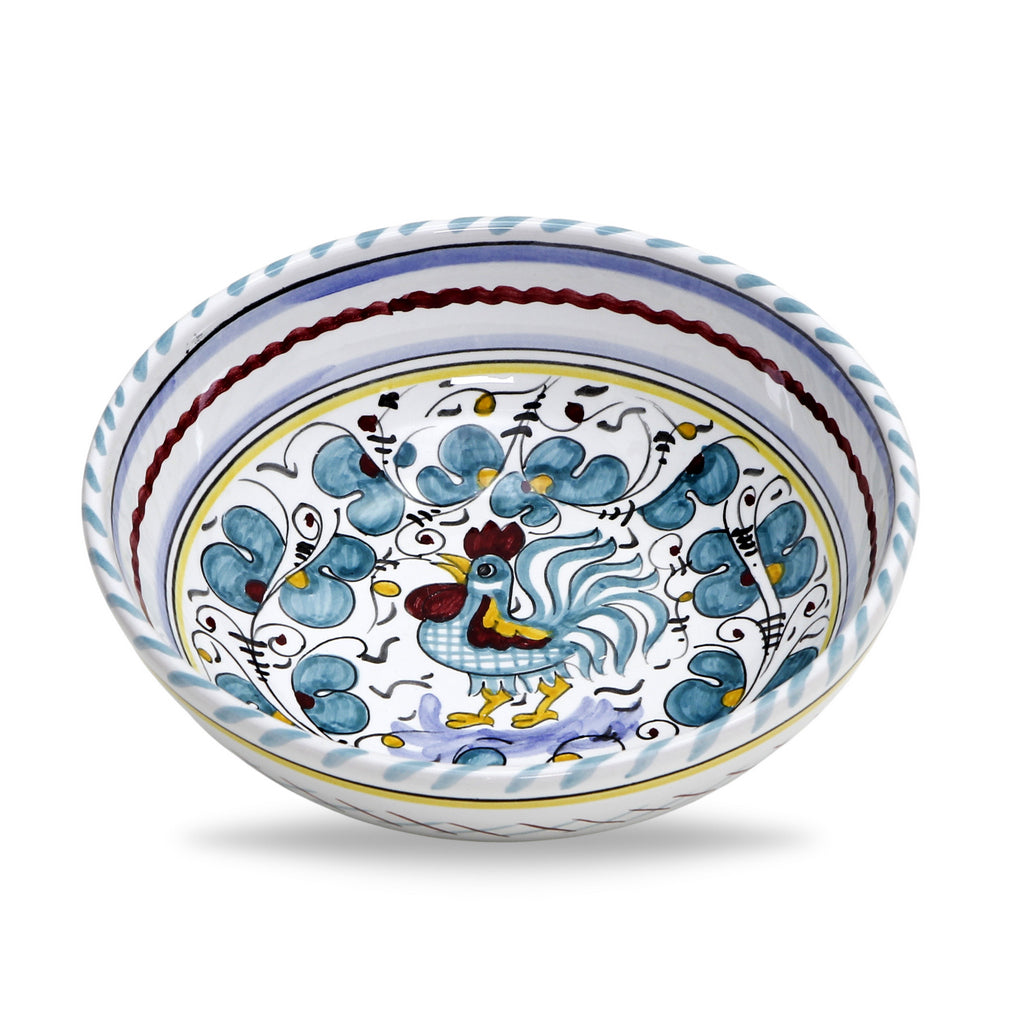 ORVIETO GREEN ROOSTER: Coupe Pasta/Soup Bowl