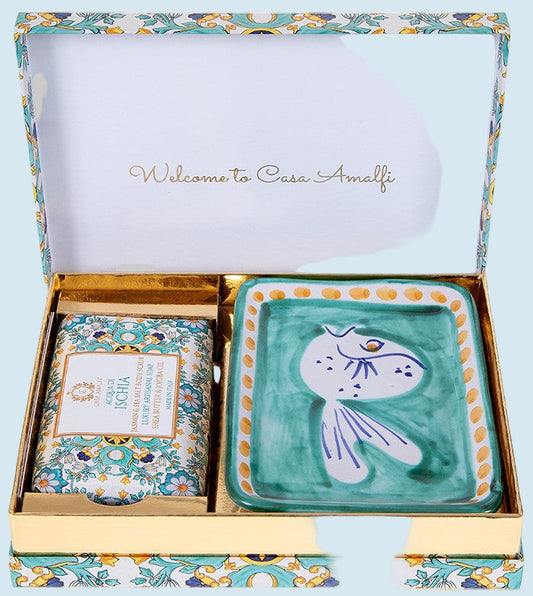 Casa Amalfi Scented Soap Bar with Ceramic Soap Dish Acqua di Ischia