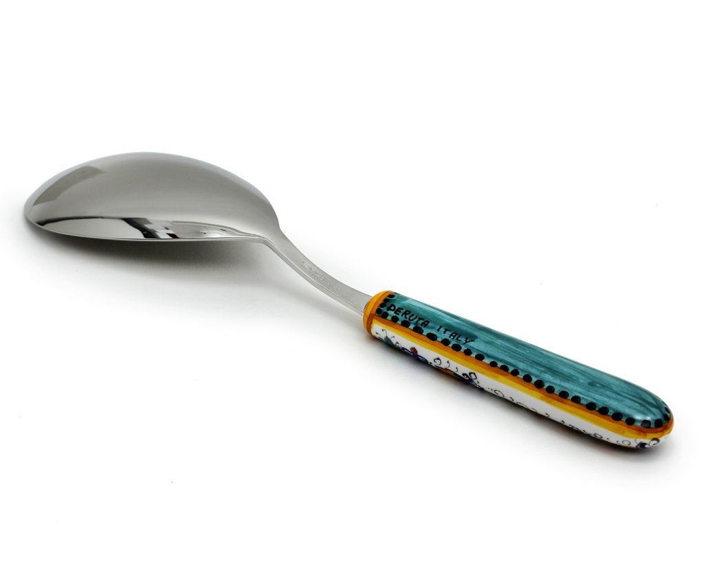 RAFFAELLESCO DELUXE: Ceramic Handle Serving 'Risotto' Spoon Ladle with 18/10 stainless steel cutlery.