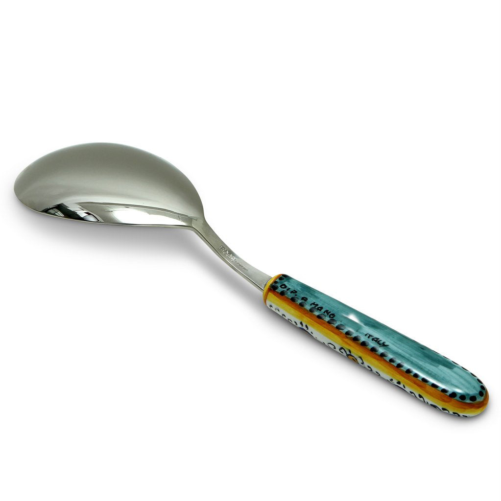 RICCO DERUTA DELUXE: Ceramic Handle Serving 'Risotto' Spoon Ladle with 18/10 stainless steel cutlery.