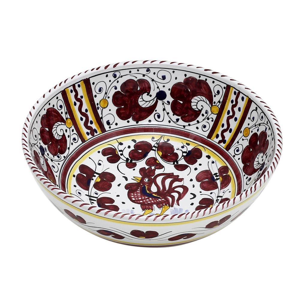 ORVIETO RED ROOSTER: Salad Bowl (Medium 10" Diam.)