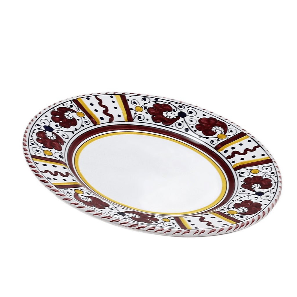 ORVIETO RED ROOSTER: Dinner Plate - White Center