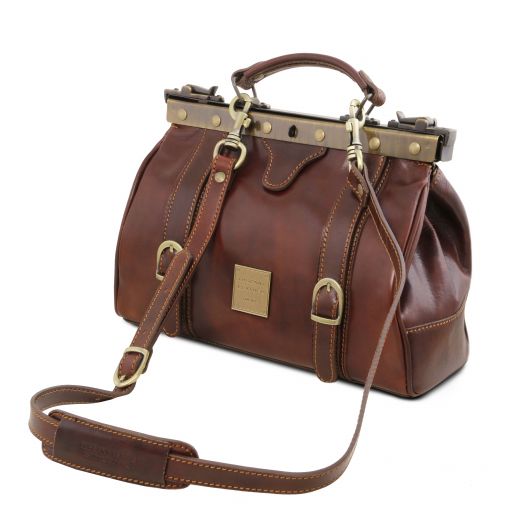 Monalisa - Doctor gladstone leather bag with front straps