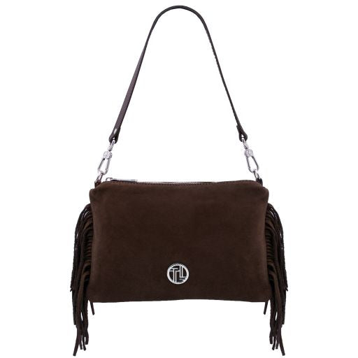 Nomade - Suede leather fringe clutch