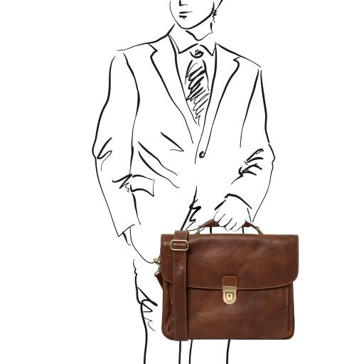 Alessandria - Leather multi compartment TL SMART laptop briefcase