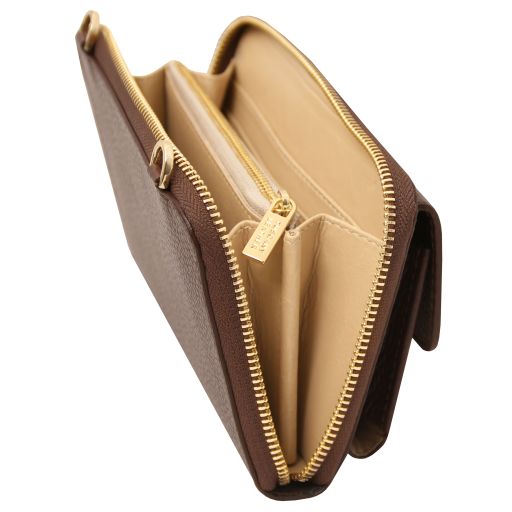 Urania - Leather wallet/phone holder with strap