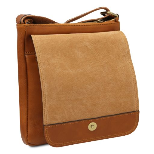 John - Leather crossbody bag for men with front zip