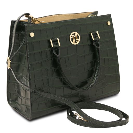 Croque - Croc print leather handbag