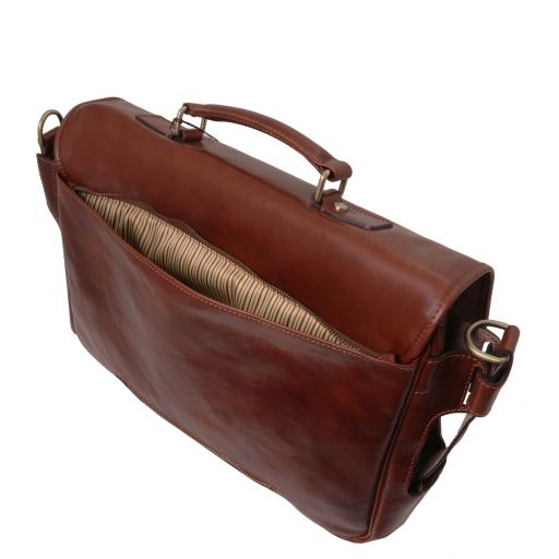 Ventimiglia - Leather multi compartment TL SMART briefcase with front pockets
