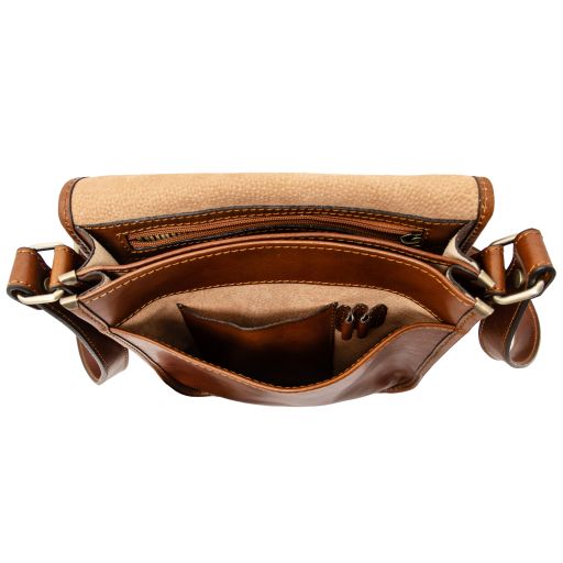 TL Messenger - Two compartments leather shoulder bag