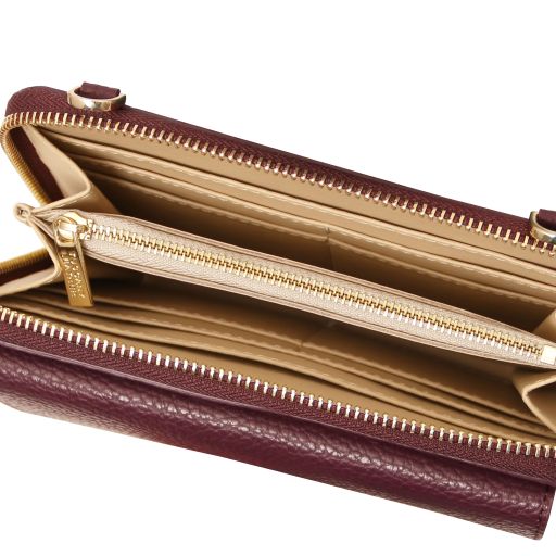 Urania - Leather wallet/phone holder with strap