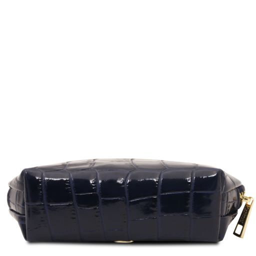 Vera - Croc print leather toiletry case