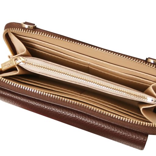 Urania - Leather wallet/phone holder with strap