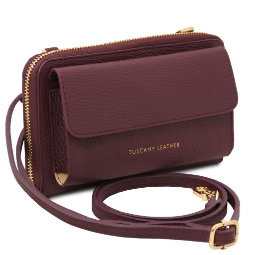 Urania - Leather wallet/phone holder with strap