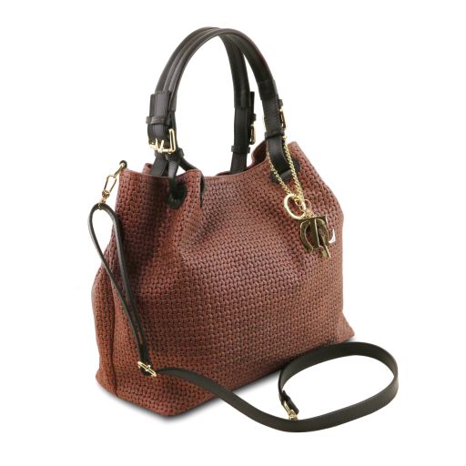 TL KeyLuck - Woven printed leather shopping bag