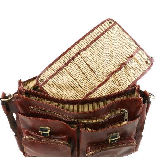 Ventimiglia - Leather multi compartment TL SMART briefcase with front pockets