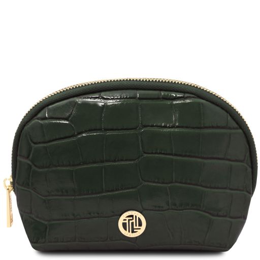 Vera - Croc print leather toiletry case