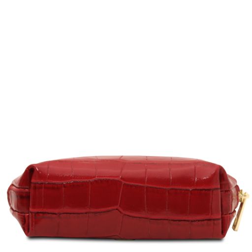 Vera - Croc print leather toiletry case