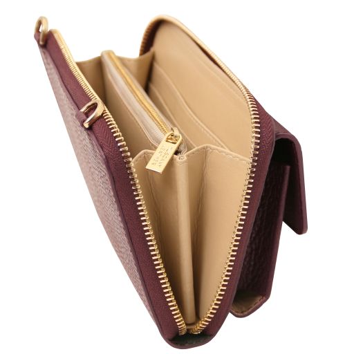 Urania - Leather wallet/phone holder with strap