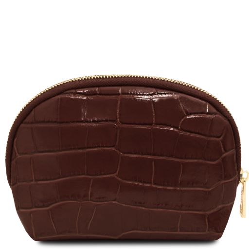 Vera - Croc print leather toiletry case