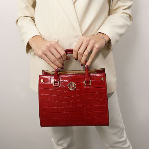 Croque - Croc print leather handbag