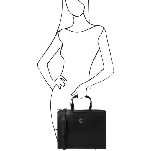 Palermo - Saffiano Leather briefcase 3 compartments for women