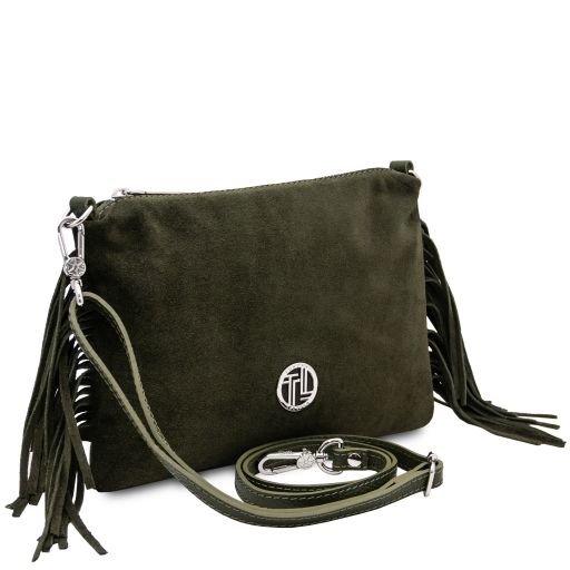 Nomade - Suede leather fringe clutch