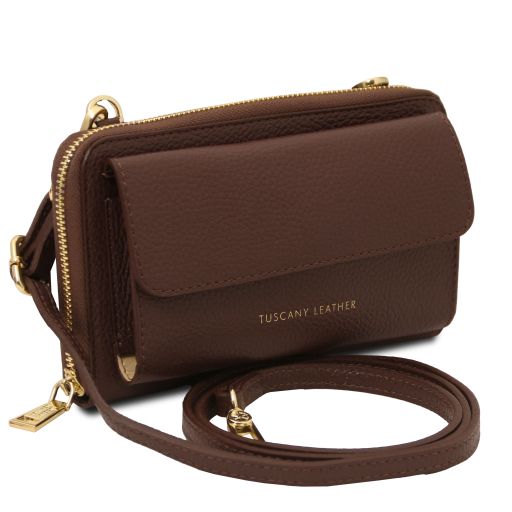 Urania - Leather wallet/phone holder with strap