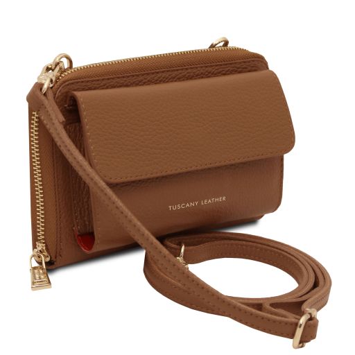 Urania - Leather wallet/phone holder with strap