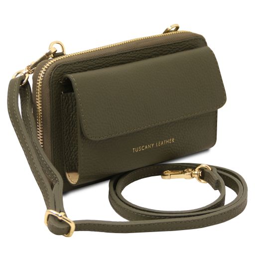Urania - Leather wallet/phone holder with strap